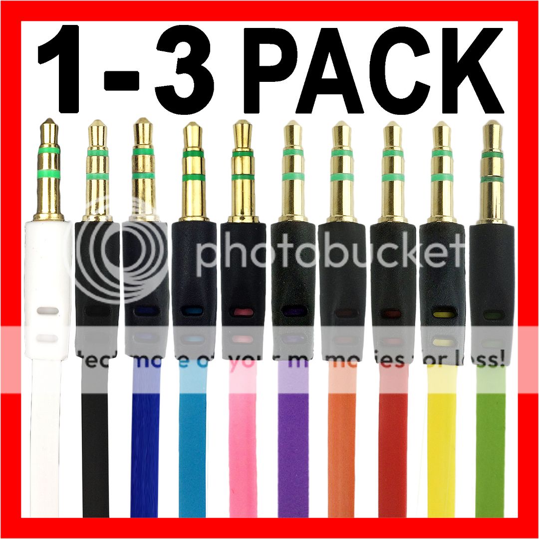 Auxiliary Stereo Mp3 Cable 3.5mm Audio AUX Input Extension Flat Music